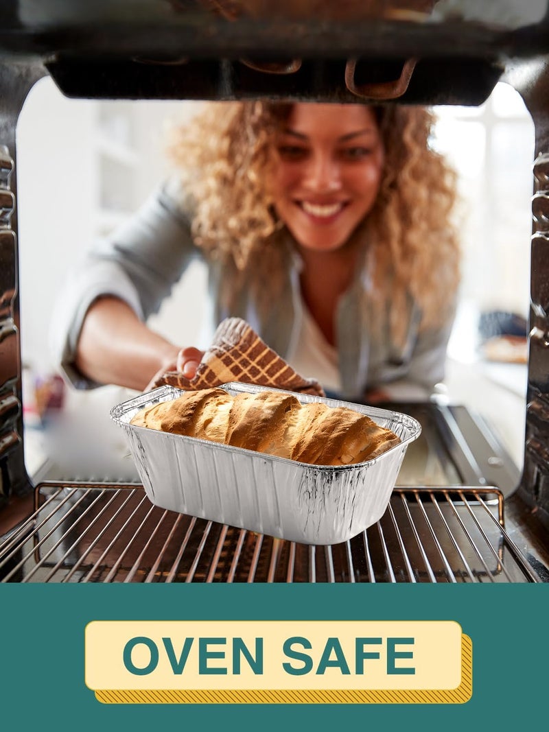 NEEBAKE 110 Pack 6x3.5x2 Disposable Aluminum Loaf Pans with Lids - 1 Lb Mini Loaf Pans, Small Aluminum Tin Foil Baking Pan, Food Containers for Baking, Cakes, Bread, Meat, Loaves - Image 4